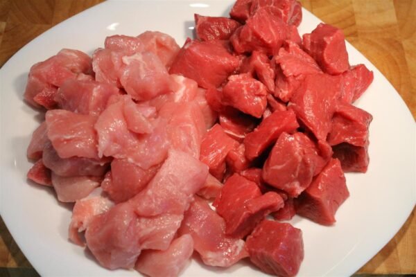 gewürfeltes Fleisch