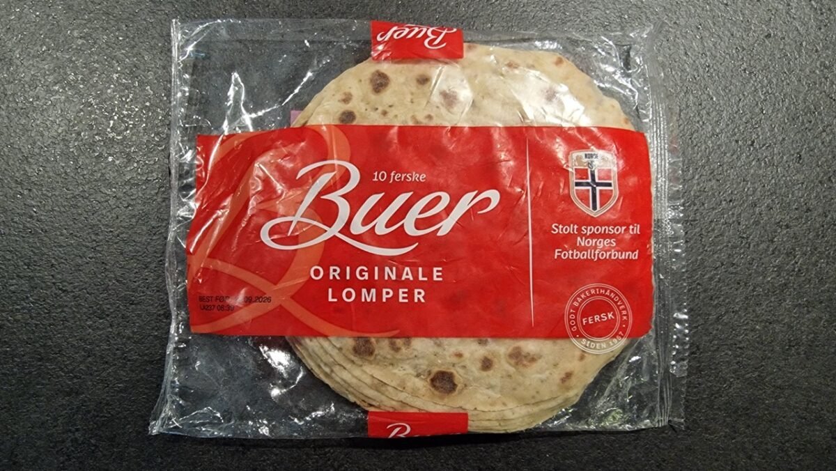 Abgepackte Lompe aus einem norwegischen Supermarkt
